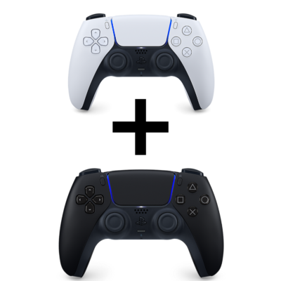 Pack 2 manettes PS5 DualSense - Blanche + Midnight Black